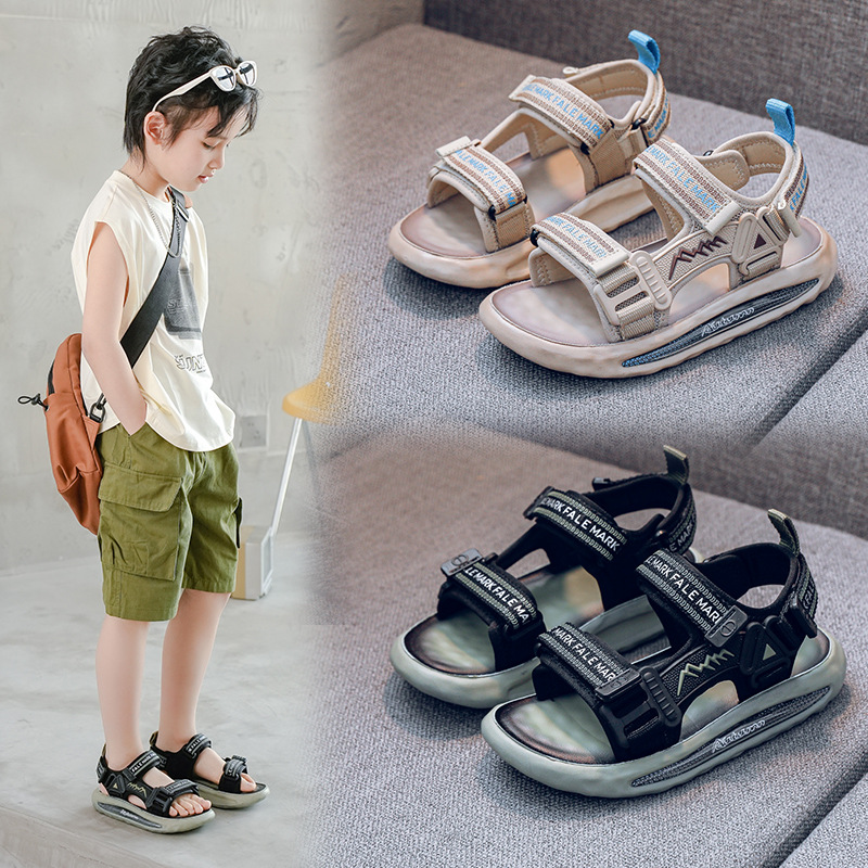 Boys Sandals 2025 Summer New Arrival Little Boy's Shoes Non-Slip Soft Bottom Velcro Mid-Big Kids Children's Beach Shoes