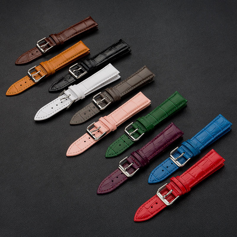Wholesale Leather Strap Bamboo Pattern Cowhide Leather Strap Men's and Women's Watches Color Strap Pin Buckle Watch Accessories