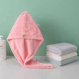 Women's Coral Fleece Thickened Double-Layer Dry Hair Towel Water Absorbent Quick-Drying Towel Shower Cap Head-Wrapping Headband Wash Towel
