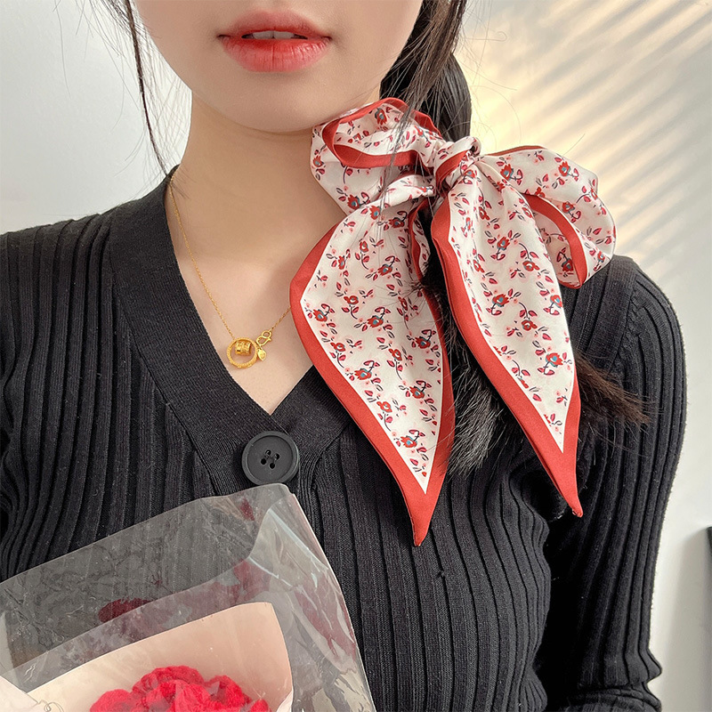 Pañuelo elegante de seda para pelo y pulsera de mujer_voghion.com