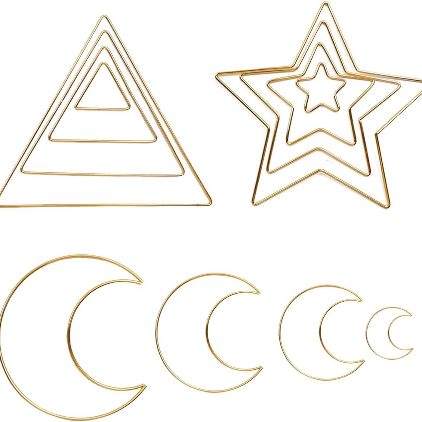 捕梦网铁圈圣诞节挂件金色大月亮爱心五角星DIY材料配件手工铁圈