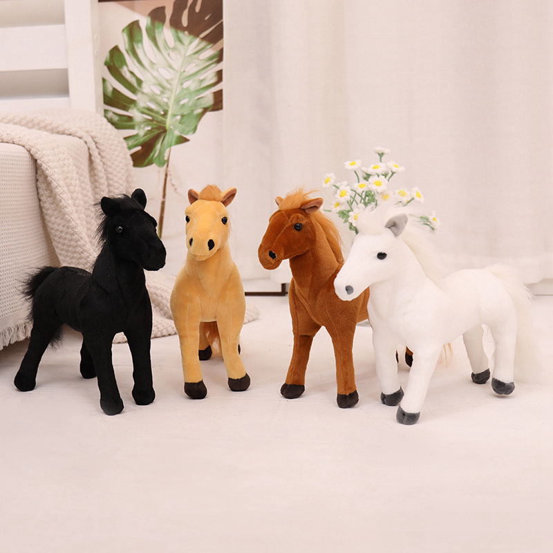 Simulación transfronteriza muñeca de peluche de caballo negro muñeca dragón blanco muñeca de decoración muñeca regalo para niños