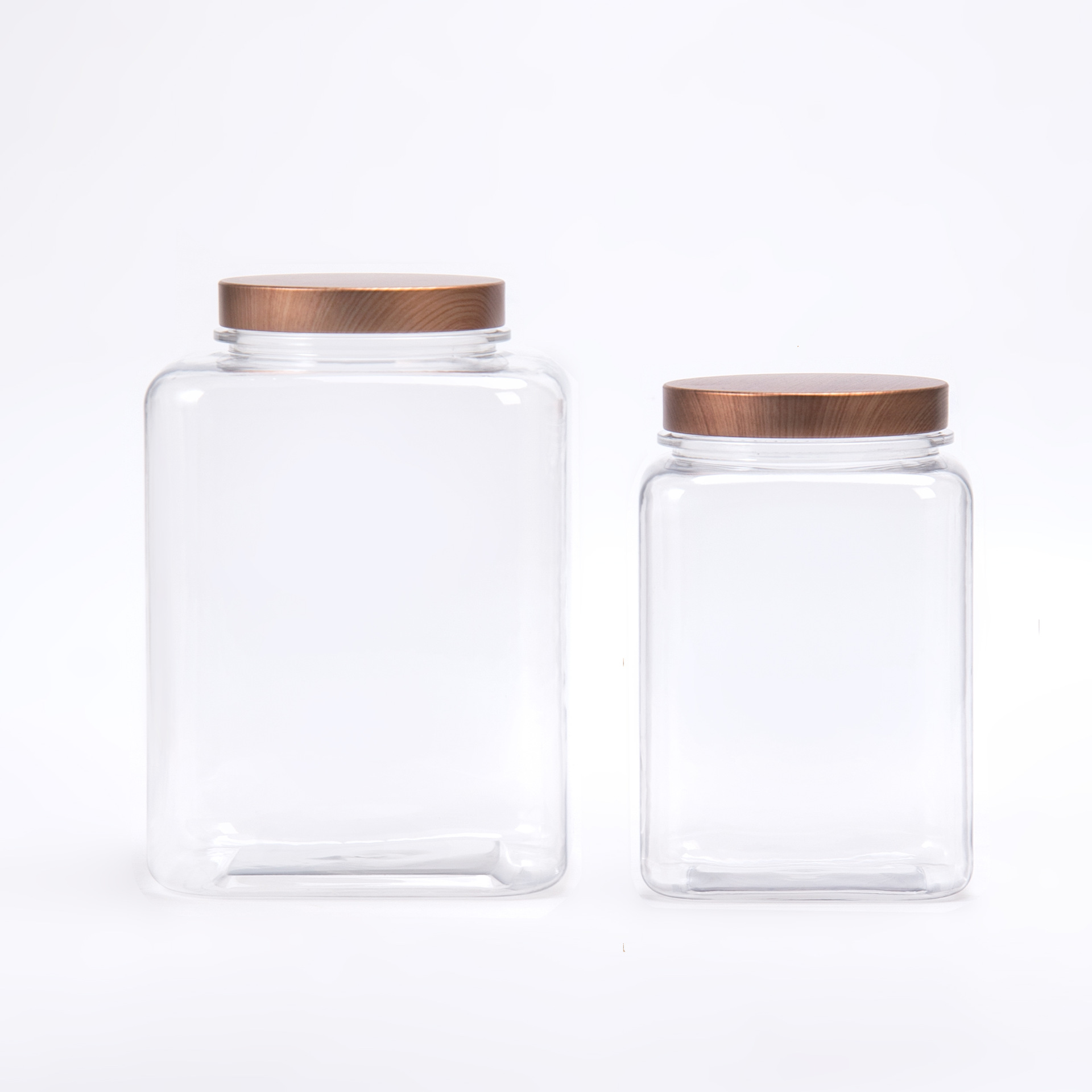 Tarro de plástico cuadrado grueso Tarro de plástico acrílico de grado alimenticio Tarro sellado Tarro de té de pared gruesa transparente de grado alimenticio