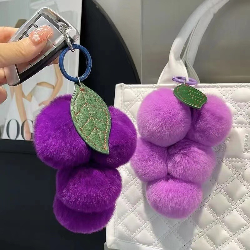 Internet Red Grape Fruit Plush Key Pendant Car Keychain Pendant Cute Plush Pendant Bag Pendant