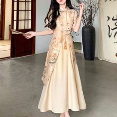 新しい中国風のハイエンド中華民国レトロチャイナドレス改良版サマードレス2025新しいシックでエレガントなプリントドレス