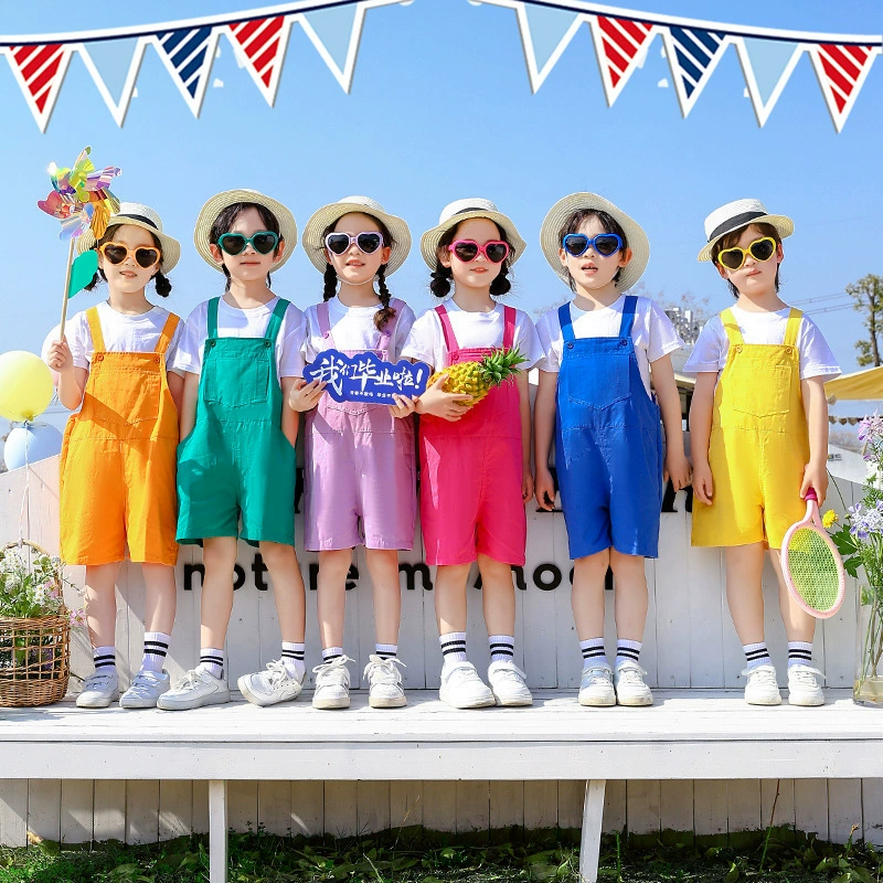 Комбинезоны для выступлений в детском саду, спортивные игры для учащихся начальной школы, групповой танцевальный хор, детские костюмы для черлидинга.