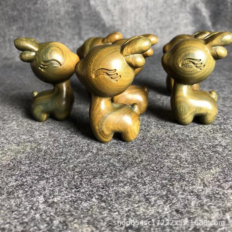 緑檀小鹿木彫り置物新年装飾木造工芸品木製品文遊びハンドル誕生日プレゼント|undefined