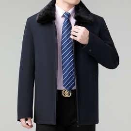 专柜尼克服男式内胆商务休闲皮草外套男士大衣2025年冬装新款毛领