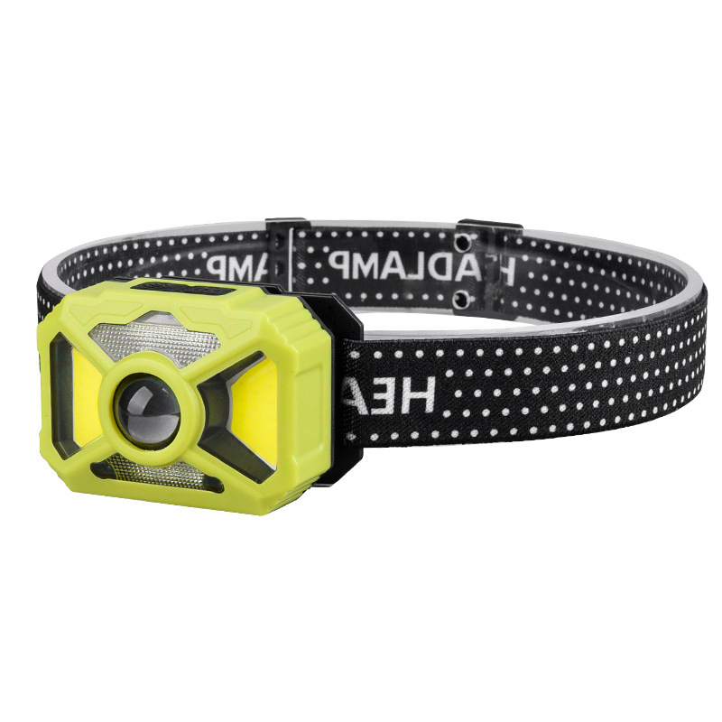 Transfronterizo inteligente inducción alta luz luz de cabeza de doble interruptor multi-granos portátil al aire libre trabajo de bicicleta aventura luz de cabeza