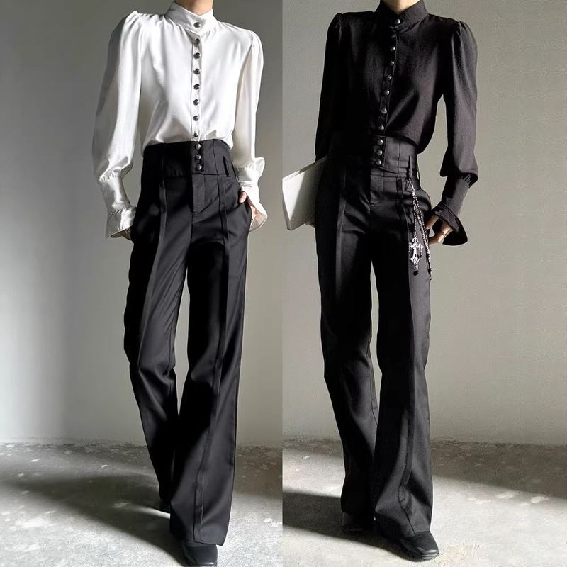Directly from the Manufacturer, High-Waisted Straight-Leg Pants with Built-In Waistband, Slightly Flared, High-End Feel, Slimming Effect, Unisex Style for Men and Women Directly from the Manufacturer, High-Waisted Straight-Leg Pants with Built-In Waistband, Slightly Flared, High-End Feel, Slimming Effect, Unisex Style for Men and Women