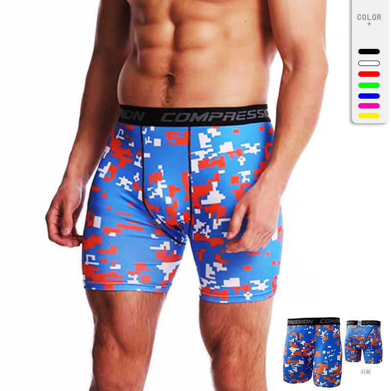 New tight quick-drying sports shorts men's basketball football training Sports camouflage breathable swimming five-point leggings