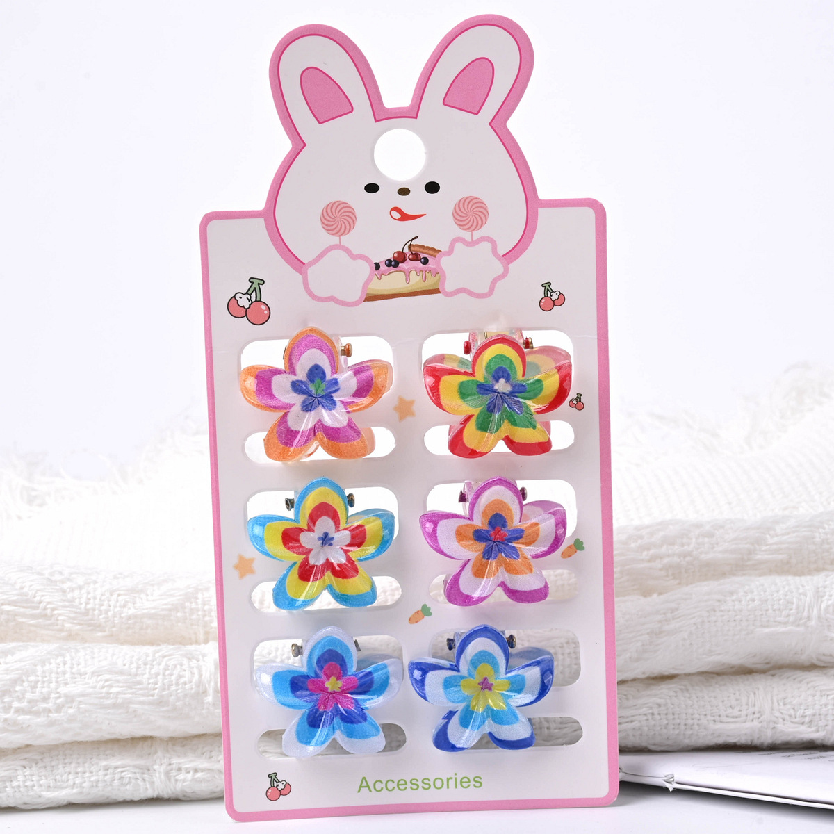 Pequeño huevo flor clip de dibujos animados oso impresión de color cabello pequeño lindo clip de cabello joyas para el cabello