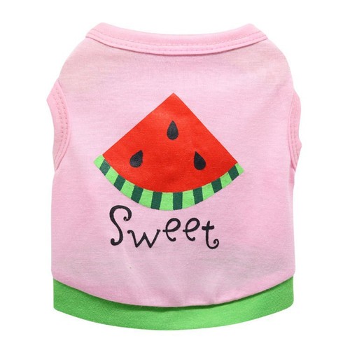 Pet clothes, dog costumes, cotton sweat fabric sweet and cute pink watermelon series vests, spring and summer clothing