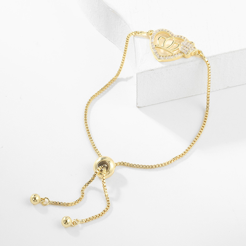 Fashion Heart Shape Copper Inlay Zircon Bracelets 1 Piece