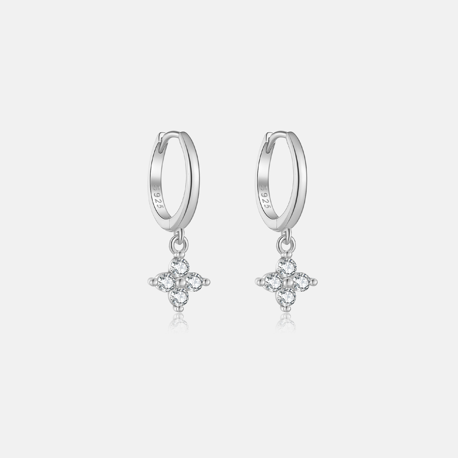 1 Pair IG Style Shiny Geometric Inlay Sterling Silver Zircon Drop Earrings display picture 7