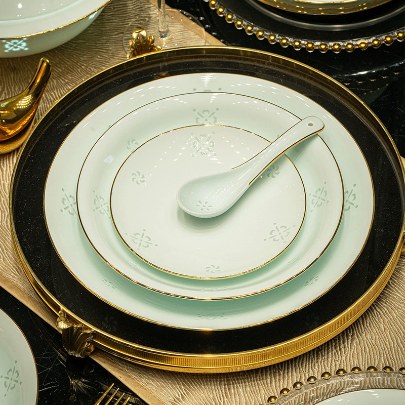 2024 год новая Jingdezhen подглазурная цветная изысканная чаша и набор блюд для домашнего использования фарфор китайский кость чаша и тарелка палочки столовые приборы Qiao Qian