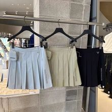 韩国高尔夫服装女士夏季新款纯色户外休闲运动字母时尚显瘦百褶裙