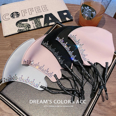 B18092021 Spring and summer new pattern Ice Cotton tassels Light drill Rhinestone ventilation comfortable dustproof Mask Accessories