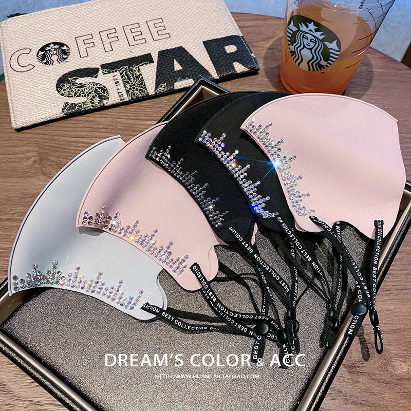 B18092021 Spring and summer new pattern Ice Cotton tassels Light drill Rhinestone ventilation comfortable dustproof Mask Accessories