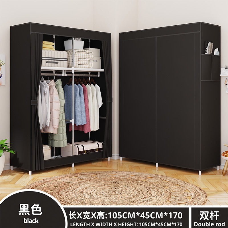 布ワードローブアセンブリ不織布防塵収納ワードローブ吊り下げシンプルなワードローブハンガースチールフレーム寮組み合わせ折りたたみキャビネット