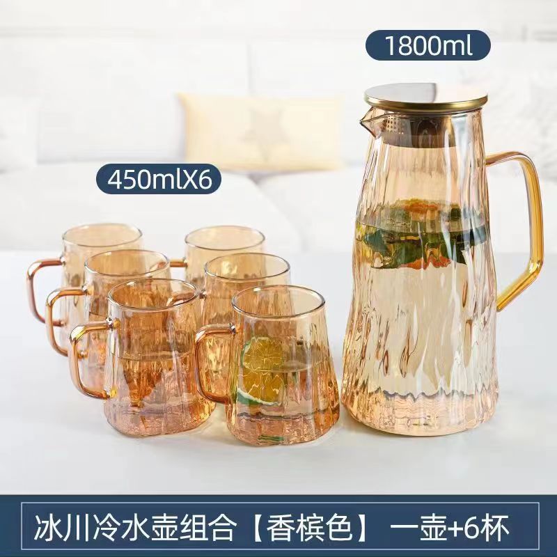 Nuevo traje de alta borosilicato glaciar botella de agua fría traje grueso vidrio gran capacidad olla creativa resistente al calor botella de agua fría