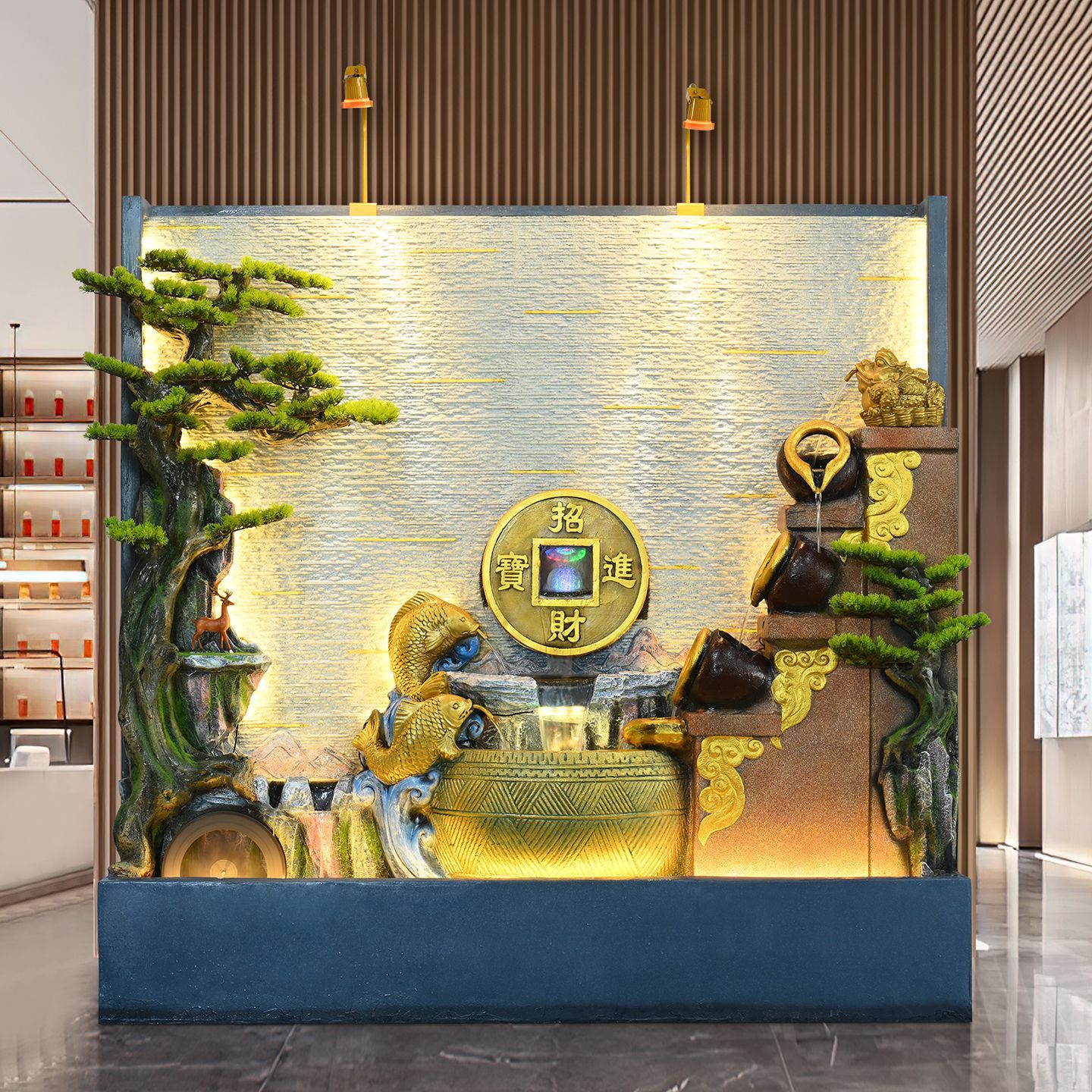 假山水幕墙鱼缸流水墙屏风客厅庭院公司鱼池造景装饰喷泉景观摆件