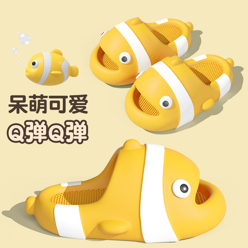 Cute Clown Fish Children's Slippers Women Summer Thick Bottom Parent-Child Big Kid Small Kid Anti-Slip Cartoon Flip Flops Men Wholesale 
