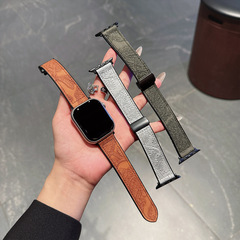 適用於AppleiwatchS10/9手錶帶不規則浮紋浮雕硅膠貼皮磁吸扣錶帶