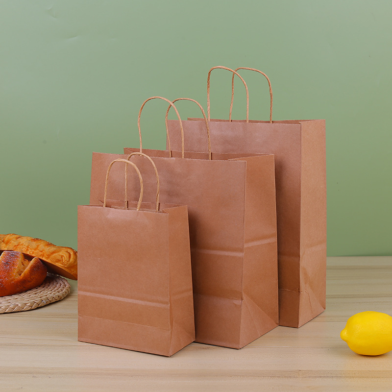 牛皮纸袋现货外卖手提纸袋 牛皮食品纸袋 包装袋礼品袋服装购物袋