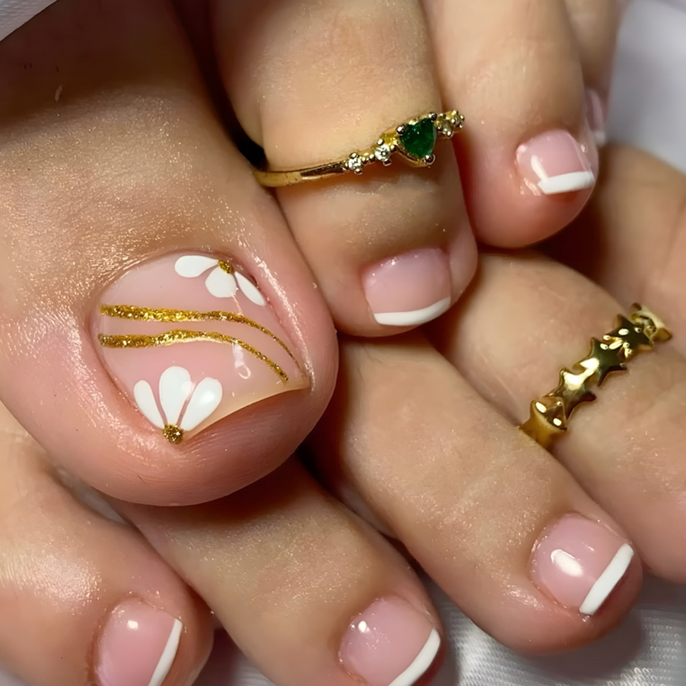 Paquete de 24 piezas de uñas de pie en polvo dulce y fresco parche de uñas de uñas de pétalos dulces y frescos image 1