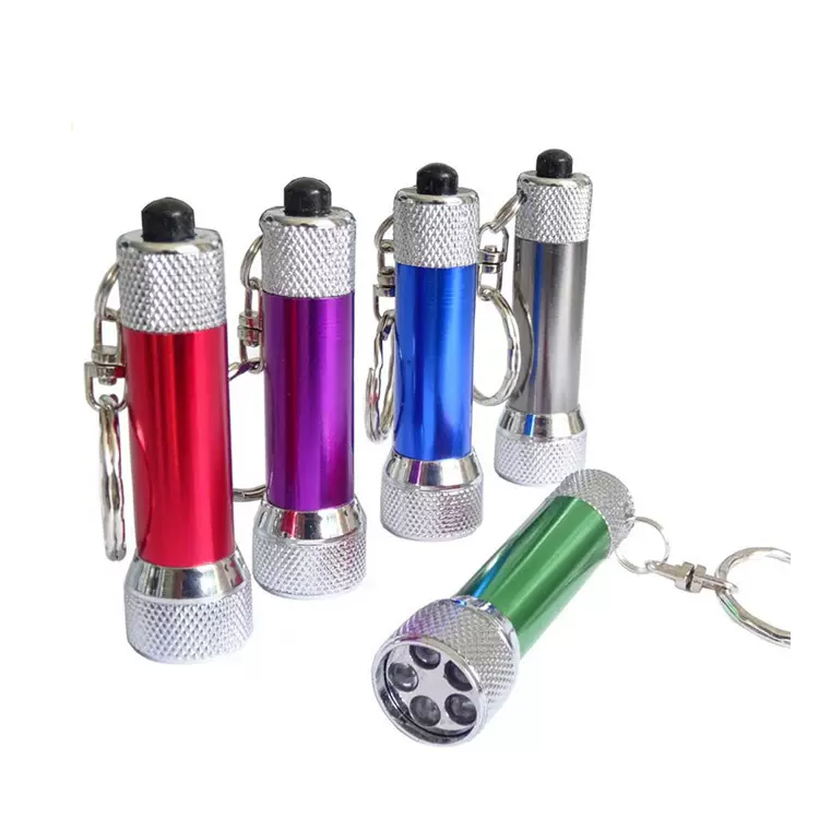 定制迷你便携铝塑广告礼品5LED铝合金钥匙扣手电筒节能旋转手持