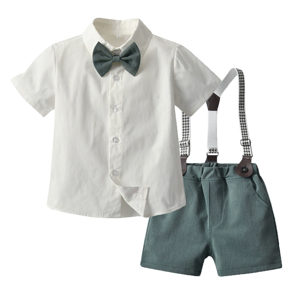 Summer sleeves for boys, set, shirt, overall, trousers, children's dress, with short sleeve, Korean style, children's clothing