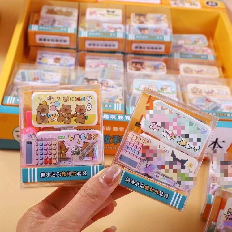 New miniature simulation mini calculator stationery box ruler suit food play ornaments model fun toys wholesale