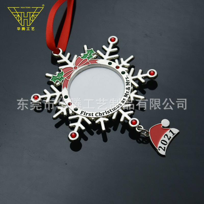 European and American hot selling Christmas metal photo frame hand-changed photo family photo frame Christmas tree Snowflake Diamond-embedded