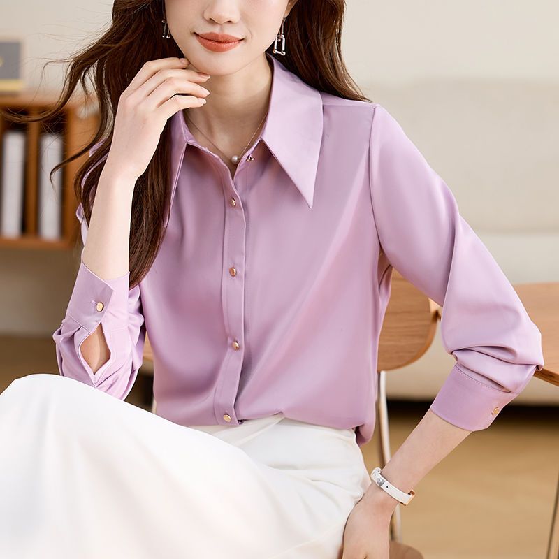 气质职业长袖衬衫女秋装2025年春秋季新款衬衣显瘦百搭女士上衣服|undefined