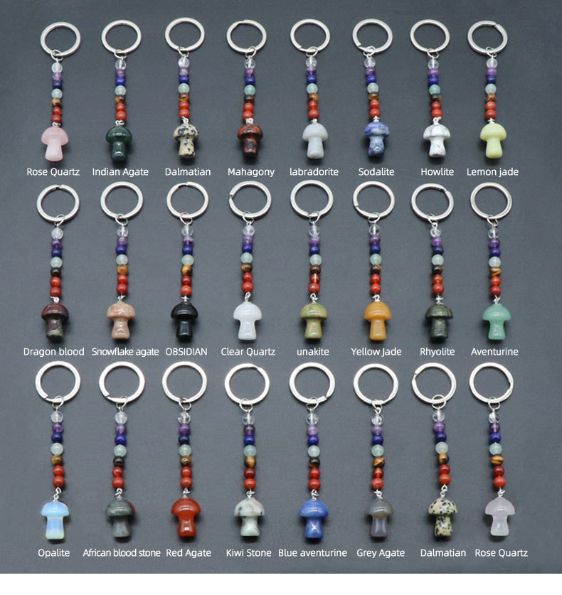 14g Weight Keychain Classification Cute Mushroom Natural Stone Keychain