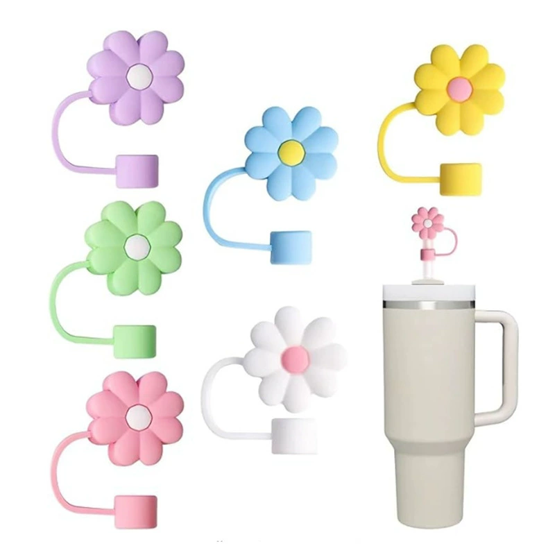Силиконовая соломенная крышка Stanley Cup 10 мм Милая Цветочная соломенная крышка многоразовая соломенная крышка