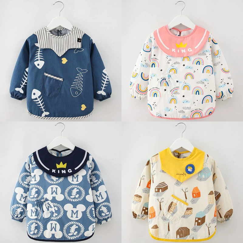 Детское пальто из чистого хлопка, непромокаемая осенне-зимняя детская одежда с длинными рукавами, защитная одежда, фартук, блузка, Новинка