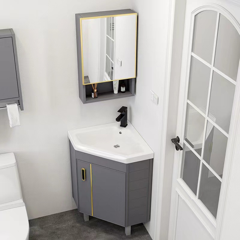 gabinete de baño de aluminio espacial tipo piso combinado tipo pequeño baño lavabo de triángulo lavabo esquina lavabo