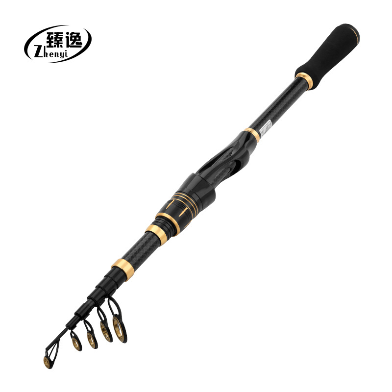 Caña de pesca de carbono de larga distancia caña de mar tipo palo de caña de pesca retráctil mango de arma retráctil palo de pesca retráctil mango recto portátil