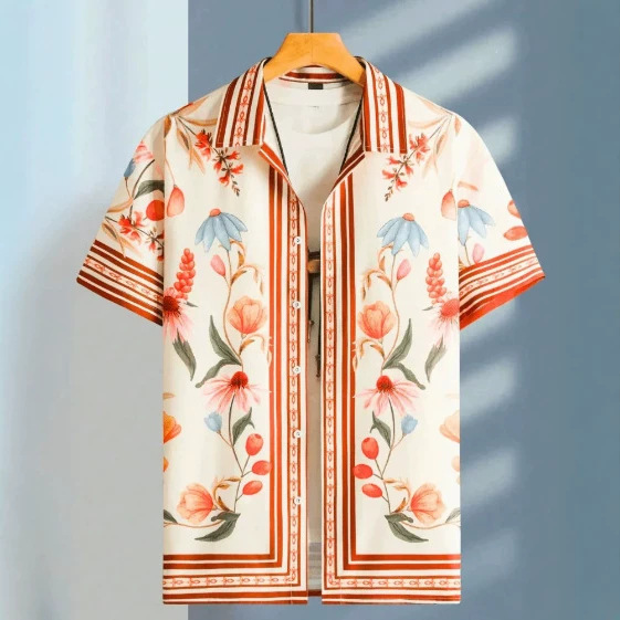 Cross-Border Sports Style Men's Short-Sleeved Shirt Bamboo Linen 3D Digital Print Shirt Casual Graphic Pod Short-Sleeved Shirt Cross-Border Sports Style Men's Short-Sleeved Shirt Bamboo Linen 3D Digital Print Shirt Casual Graphic Pod Short-Sleeved Shirt