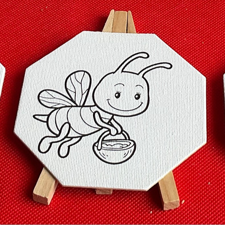 八边形画板带图案儿童DIY涂鸦填色小画板桌面创意迷你油画板套装|undefined