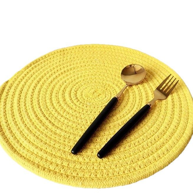 Almohadilla de cuerda de algodón simple transfronteriza Almohadilla tejida Almohadilla redonda de color sólido para el hogar Almohadilla a prueba de calor Almohadilla de mesa posavasos