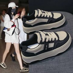 美拉德厚底板鞋女款2025新款春季麵包鞋子女鞋百搭增高休閒運動鞋