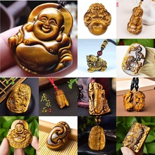 厂家批发玉石虎睛石佛公吊坠挂件金钱貔貅龙牌山水牌虎眼石吊坠