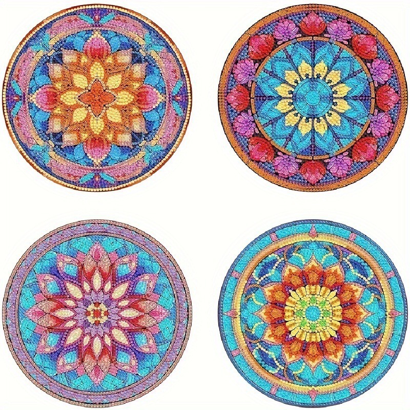 Diamante de dibujos animados almohadillas de taza letras rojas textura de madera hecha a mano puntos de perforación aislamiento térmico antideslizante diamante juguetes de pegatinas