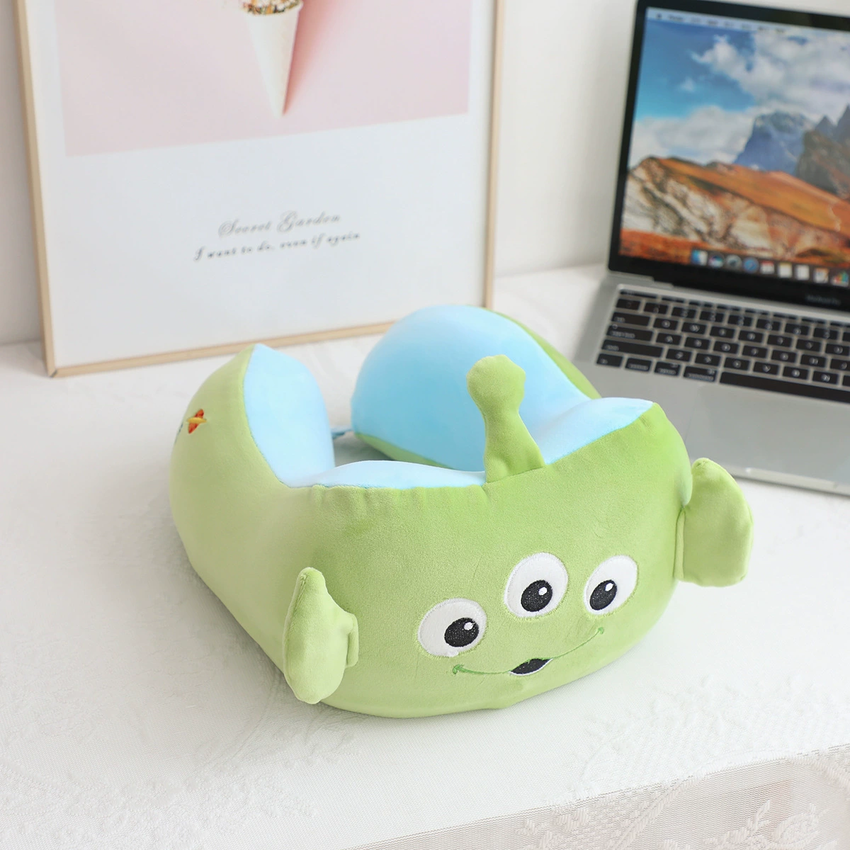 Подушка для шеи с рисунком из мультфильма для сна, путешествий и автомобиля, с защитой шеи