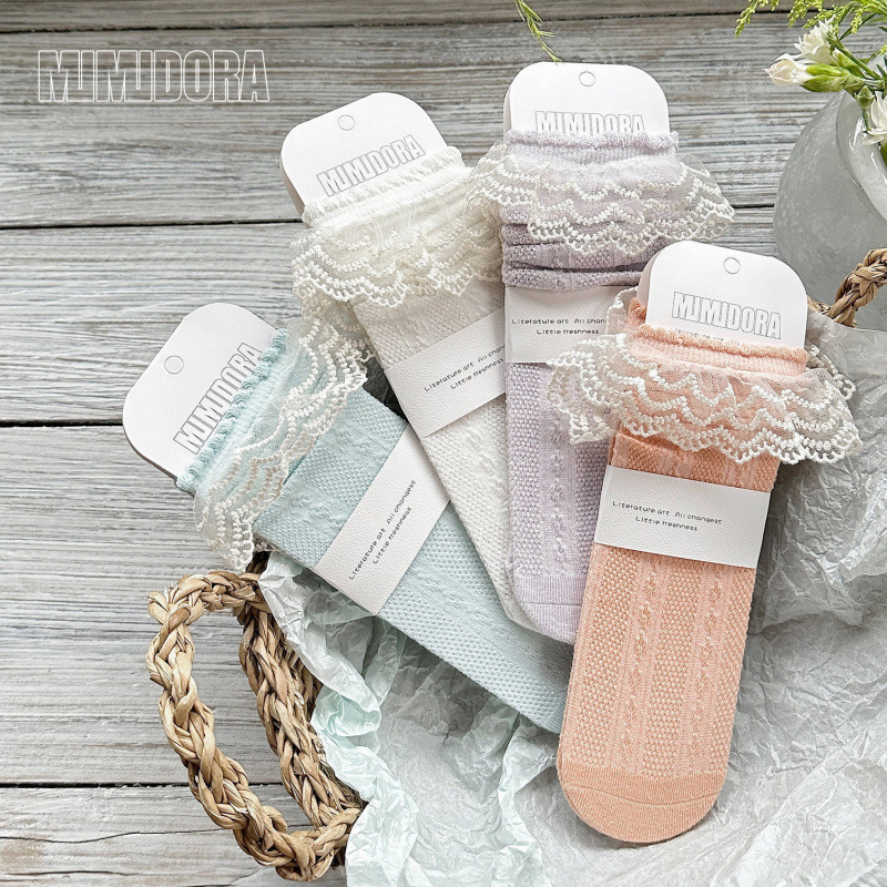 Children's summer thin lace knee socks