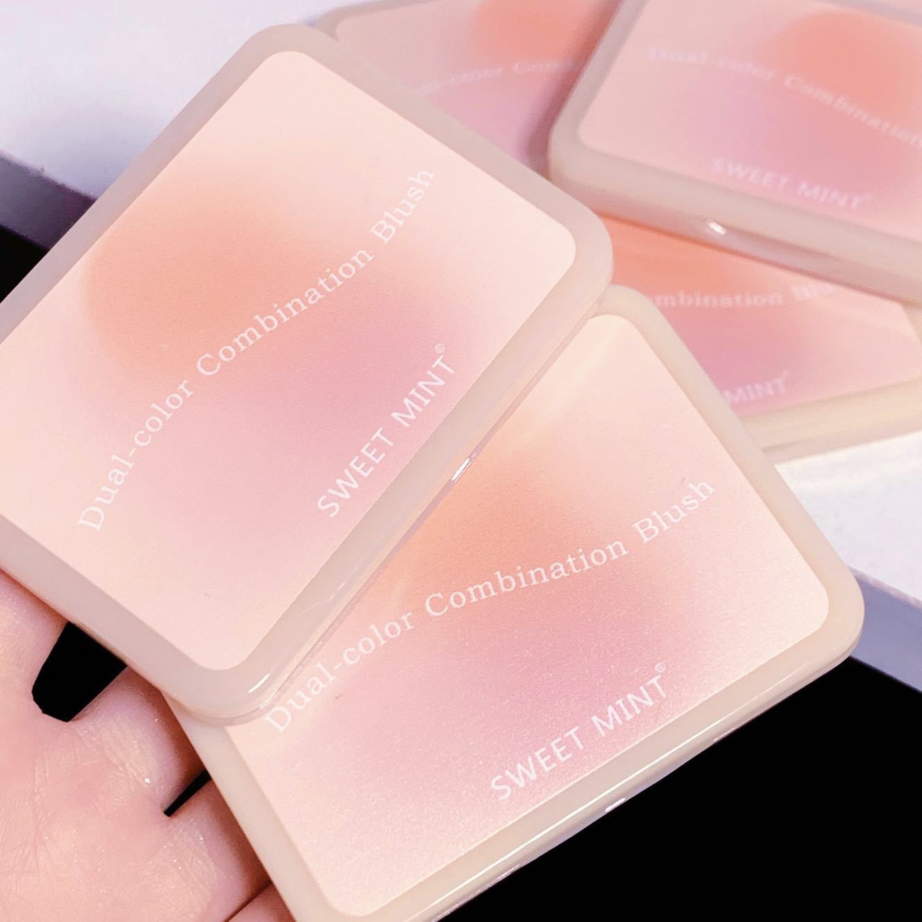 SWEET MINT two-color blush for female beginners, student, affordable, high-end look, contouring, matte, purple and blue cheeks Specification drawing