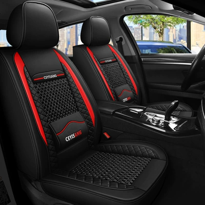 2024 new car seat cushion four seasons universal car leather ice silk seat cover summer car seat cover full surround seat cushion (Seat cushion, seat cover) - black-red-standard-edition-single-seat-universal